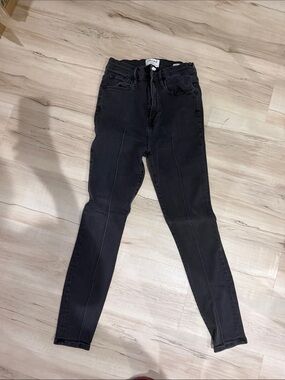 Frame Denim Washed Black High-Rise Skinny Jeans